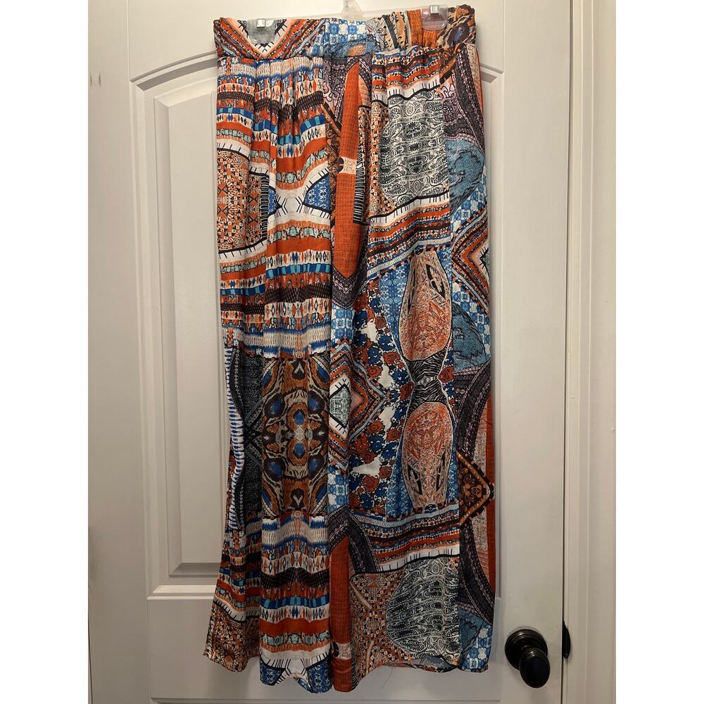Casual Express Women’s Elastic Waist Hippie Pull‎ On Wide Leg Pants Size M Multi